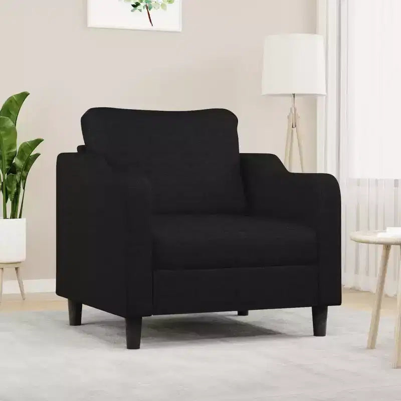 Fauteuil de salon moderne en tissu – Rembourrage confortable avec tissu durable et cadre métallique robuste en noir