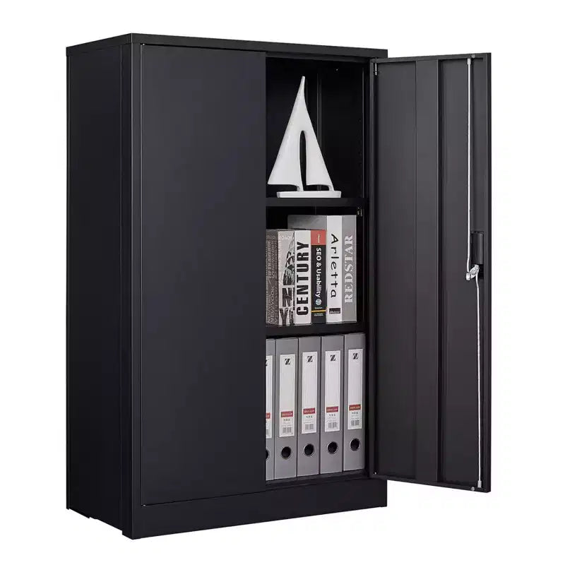 Metal Storage Cabinet, 42 Storage Cabinet with 2 Adjustable Shelves & 2 Lockable Doors for Office, Garage, Home