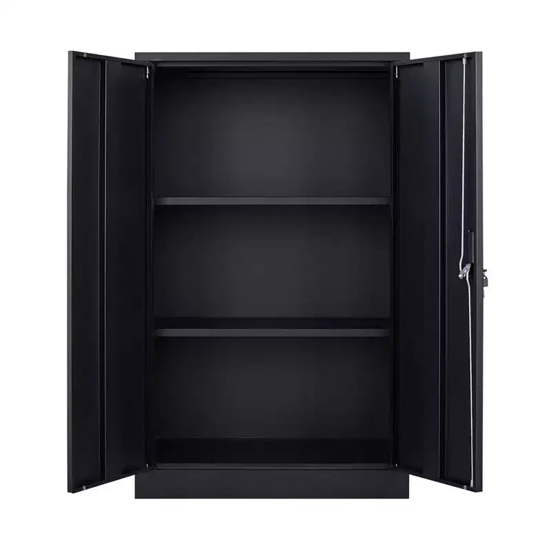 Armoire de rangement en métal, armoire de rangement de 42 pouces avec 2 étagères réglables et 2 portes verrouillables pour bureau, garage, maison