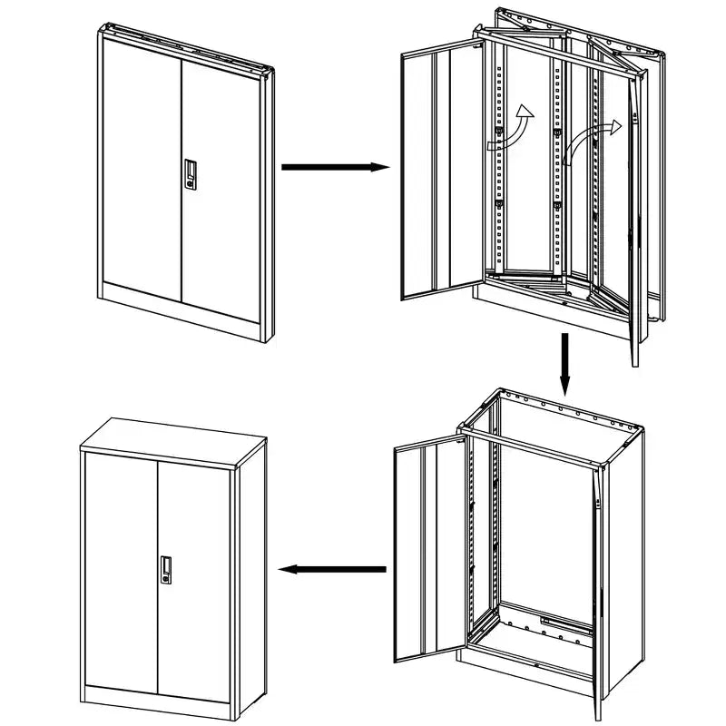 Armoire de rangement en métal, armoire de rangement de 42 pouces avec 2 étagères réglables et 2 portes verrouillables pour bureau, garage, maison