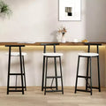 MAYEERTY Set of 3 Metal Bar Stools Counter Height With Backrest for Dining Pub Room Black White