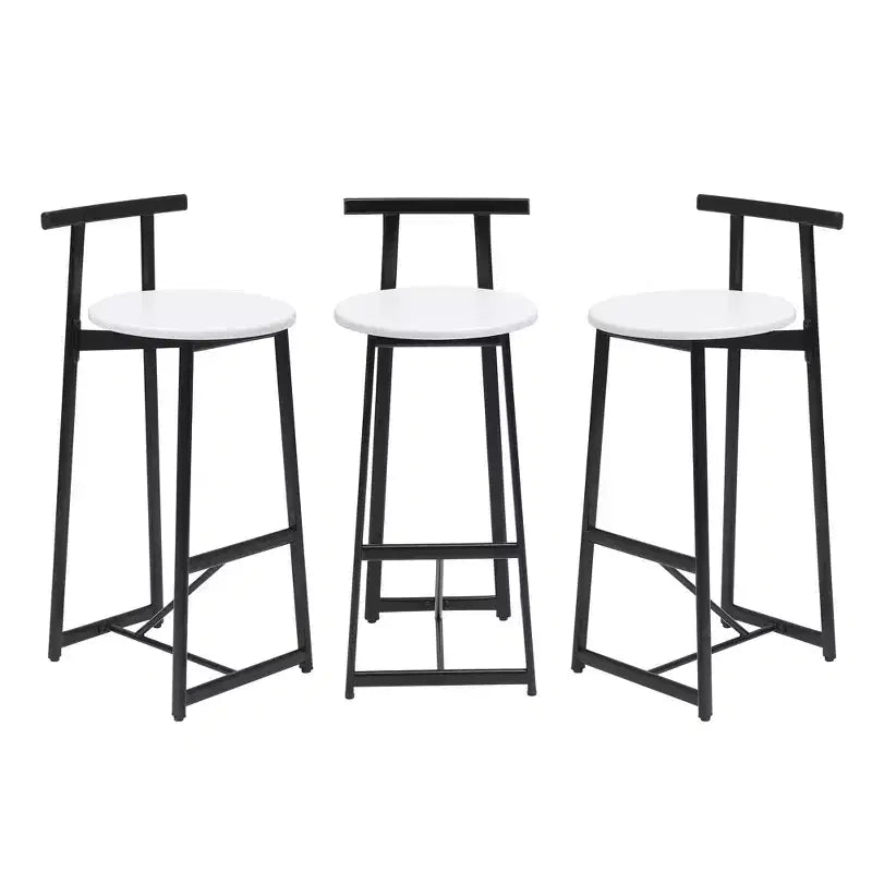 Tabourets de bar en métal hauteur comptoir avec dossier pour salle à manger pub Noir Blanc