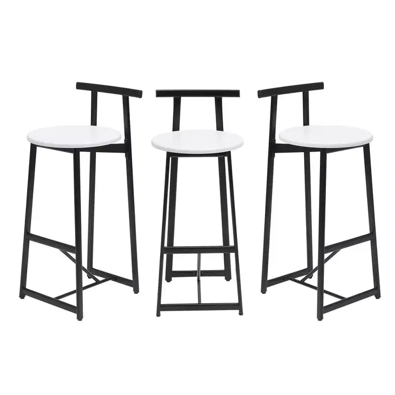 Tabourets de bar en métal hauteur comptoir avec dossier pour salle à manger pub Noir Blanc