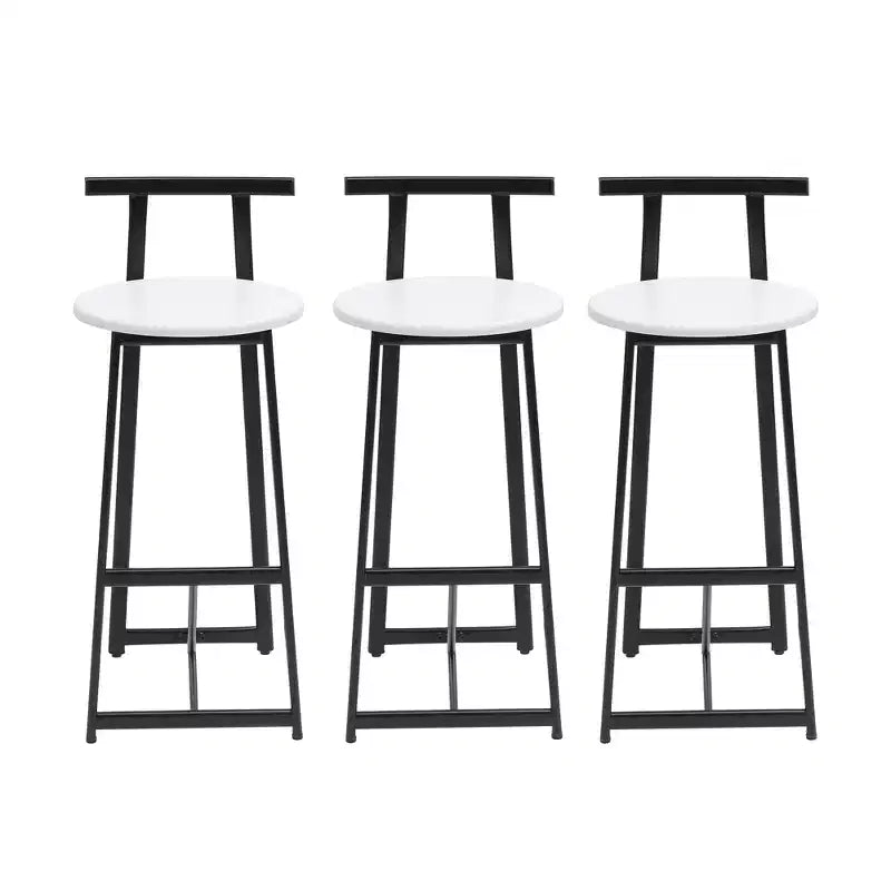 Tabourets de bar en métal hauteur comptoir avec dossier pour salle à manger pub Noir Blanc