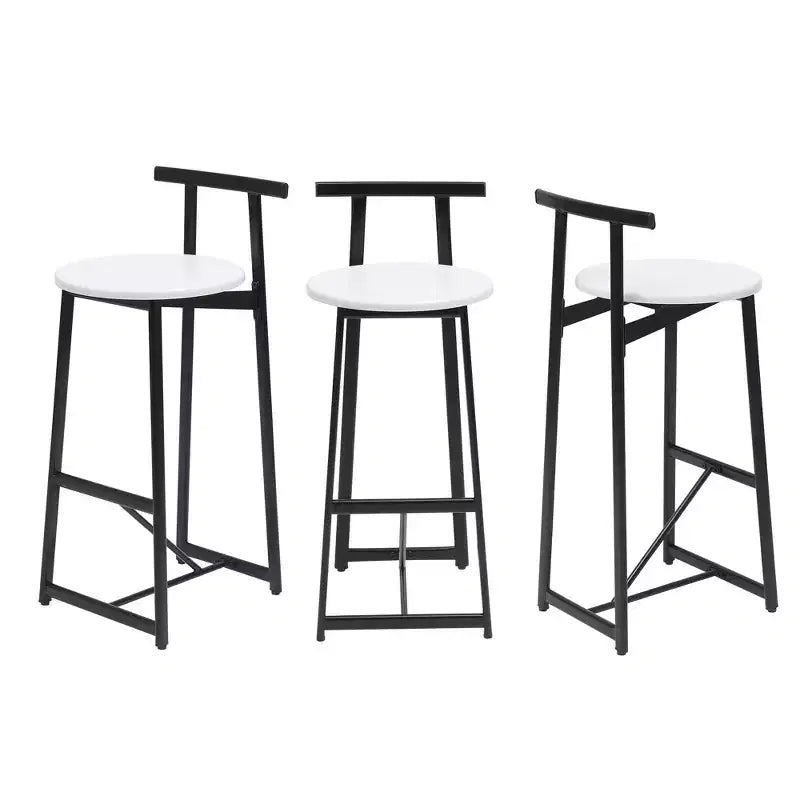 Tabourets de bar en métal hauteur comptoir avec dossier pour salle à manger pub Noir Blanc
