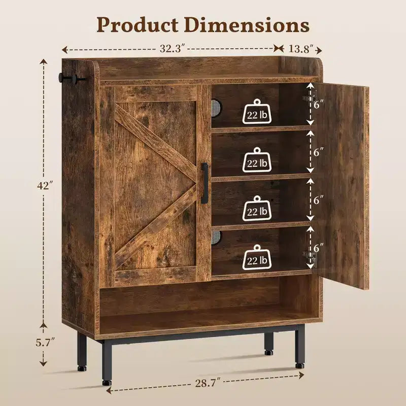 Meuble à chaussures 5 niveaux pour entrée avec portes