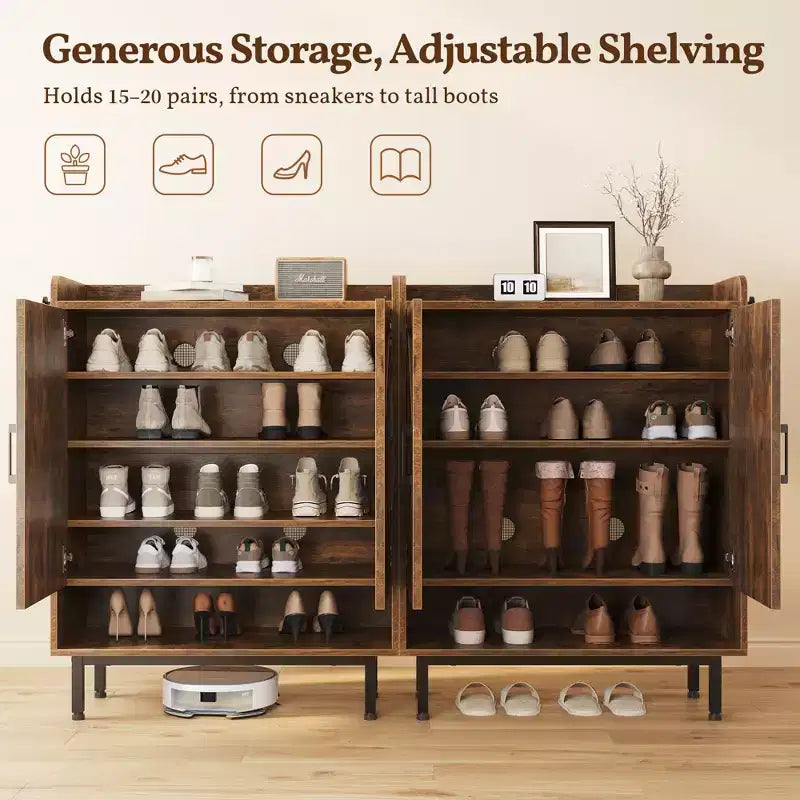 Meuble à chaussures 5 niveaux pour entrée avec portes