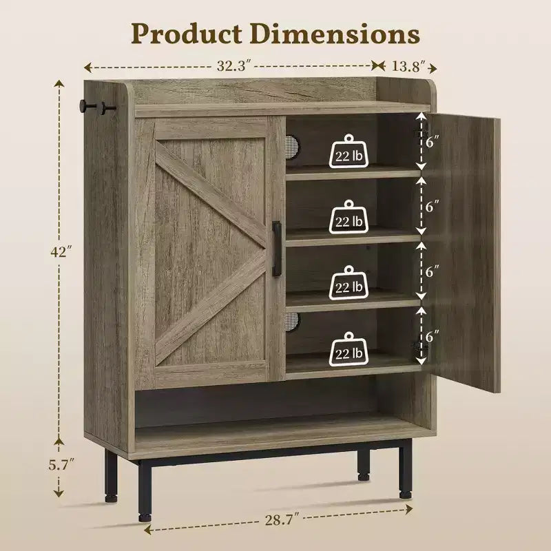 Meuble à chaussures 5 niveaux pour entrée avec portes