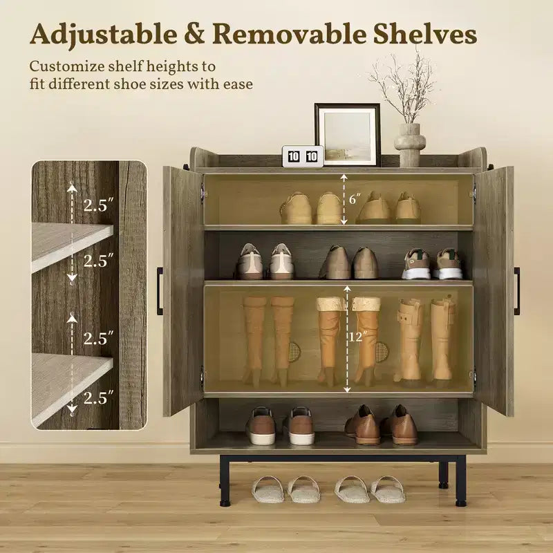 Meuble à chaussures 5 niveaux pour entrée avec portes